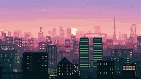 1290x2796px, 2K Free download | Pixel art of sunrise city landscape, landscape aesthetic HD ...