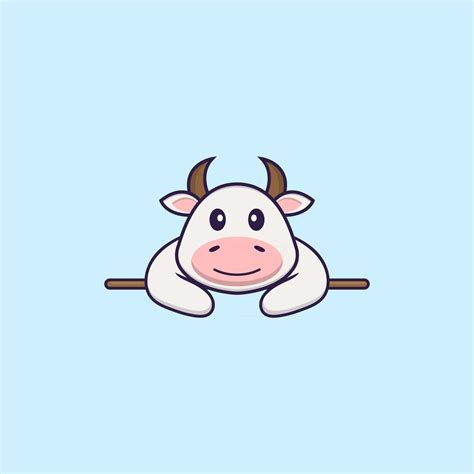 Cute cow lying down. Animal cartoon concept isolated. Can used for t-shirt, greeting card ...