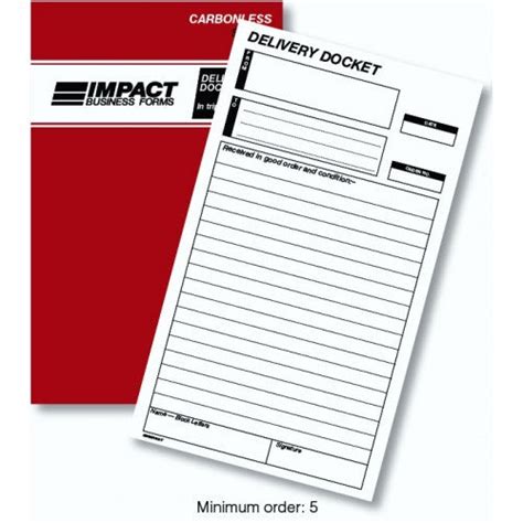 Delivery Docket Book in Triplicate | 5 Pack | 203mm x 127mm | Carbonle – Woolston Printing