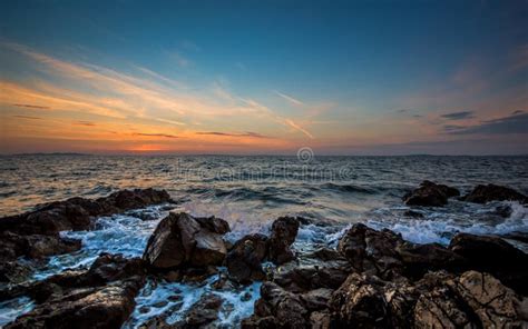 Sunset of Vir Island, Croatia Stock Image - Image of cloudscape, rock ...