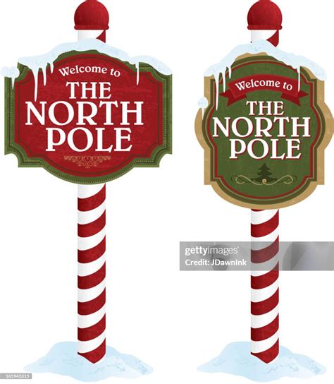 North Pole Sign Variety Set On White Background High-Res Vector Graphic ...