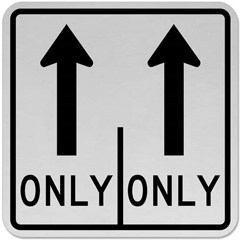 Intersection Lane Control Double Straight Only Sign - Save 10%