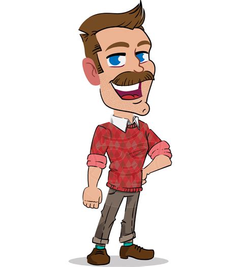 Simple Style Cartoon of a Man with Mustache | GraphicMama