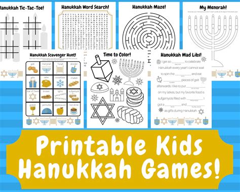 Printable Hanukkah Games, Hanukkah Kids Games, Hanukkah Activity Pack, Kids Printable, Kids ...