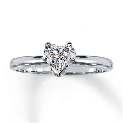 Kay Jewelers, 1/2 CT Heart Shaped Solitaire Diamond set in 14K White Gold, $1,399.… | Heart ...