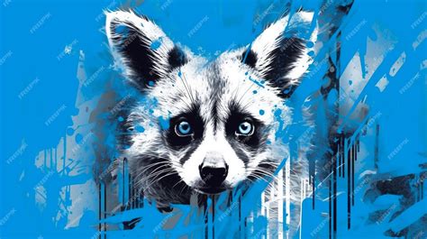 Premium AI Image | a raccoon with blue eyes looks into the camera.