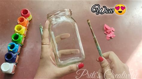 Easy Mason Jar Craft || Glass Jar Decorating Idea || Jar Painting || By ...