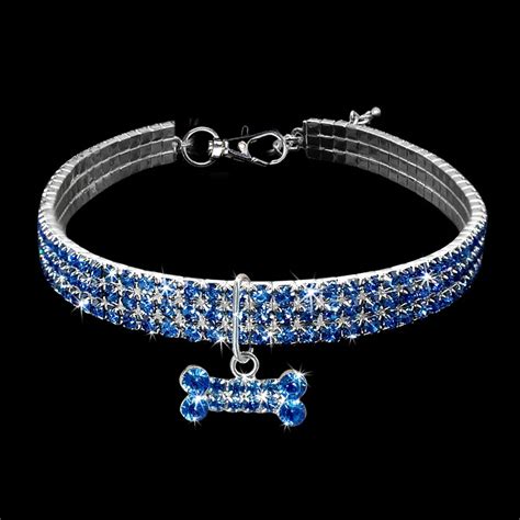 Exquisite Bling Crystal Dog Collar Diamond Puppy Pet Shiny Full Rhinestone Necklace Collar ...