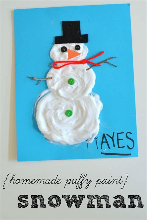 Homemade Puffy Paint Snowman | Houston Moms Blog Rainy Day Crafts, Holiday Crafts For Kids ...