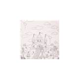 coloring Panel Border fabric With Fairy Princess Castle Michael Miller  sketch template