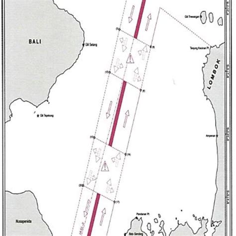 List of coordinates of separation zones and traffic lanes of the Lombok ...