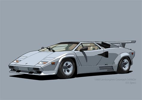 Lamborghini Countach 5000QV Argento Luna US spec Digital Art by ...