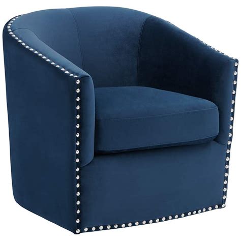 Elements Fullerton Navy Blue Swivel Chair - #58W22 | Lamps Plus