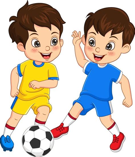 niños de dibujos animados jugando al balón de fútbol 5112421 Vector en Vecteezy