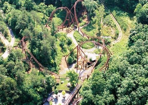 Here you can see the layout of Tennessee Tornado at Dollywood, Pigeon Forge - giant loop, turn ...