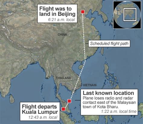 Map: Malaysia Flight MH370 route, search area | CBC News