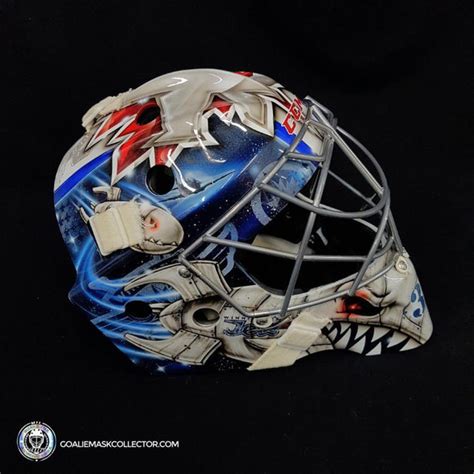 Ondrej Pavelec Practice Worn Game Issued Goalie Mask Winnipeg Jets 201 ...