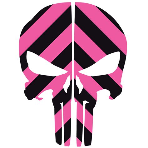 Punisher Skull Black & Pink Chevron Reflective Rear Helmet Decal Police Fire EMS Viny Graphics ...