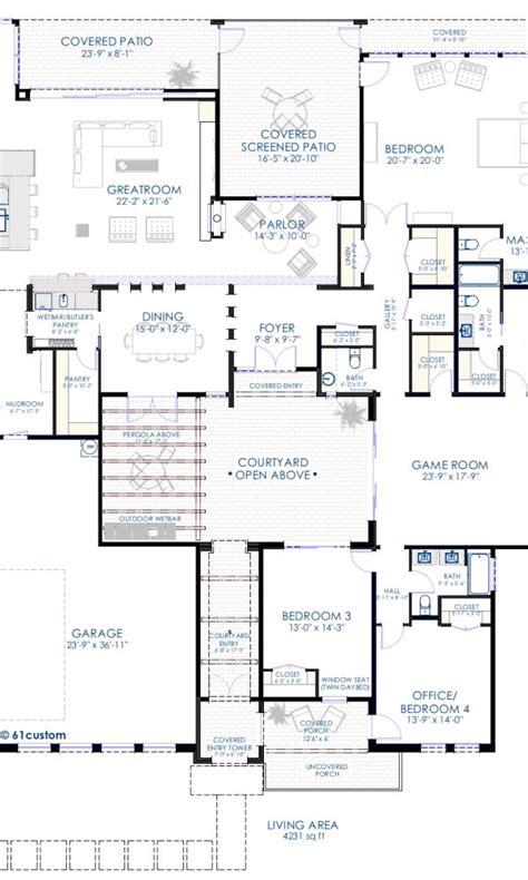 the floor plan for a house with three bedroom and an attached living ...