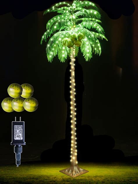 8FT LED Lighted Palm Tree with Coconuts Christmas Tree Outdoor Decor ...