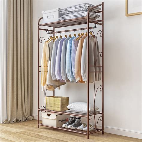 Portable Heavy Duty Closet System Storage Organizer Garment Rack Clothes Hanger Dry Shelf ...