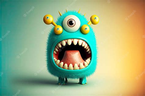 Premium Photo | Funny ugly monster face cartoon on light background generative ai