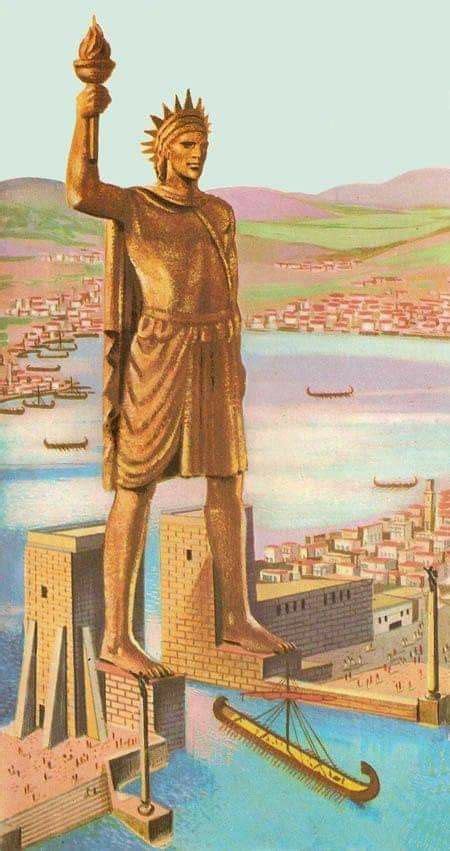 The Colossus of Rhodes (one of the Seven Wonders of the Ancient World ...