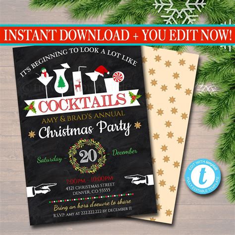 Christmas Cocktail Party Invitation Xmas Party Invite | Etsy | Cocktail ...