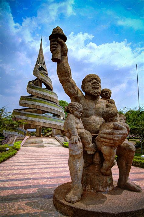 Exterior view to the reunification monument yaounde cameroon stock ...