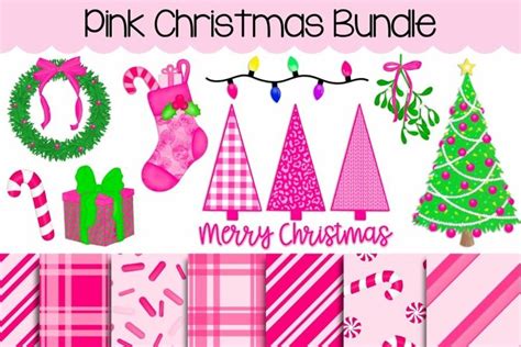 Pink Christmas Bundle - Clip Art & Digital Backgrounds/Paper