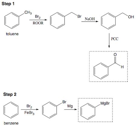 Propose ways to make these compounds using only benzene and / or toluene as your sources of ...