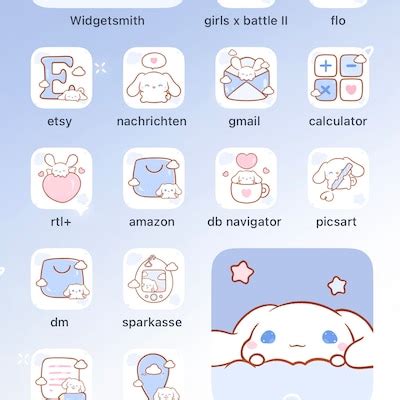 Cute Bunny Icon Set, Cute Icons, Blue Icon Set, Ios Android App Icons, Widgets, Wallpapers for ...