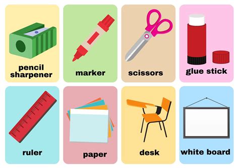 Classroom Objects Flashcards With Words - Ezpzlearn.com