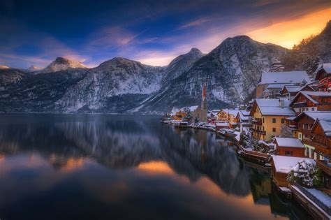 hallstatt XXVII - winter sunset at hallstatt, austria... | Reflection | Pinterest | Winter ...