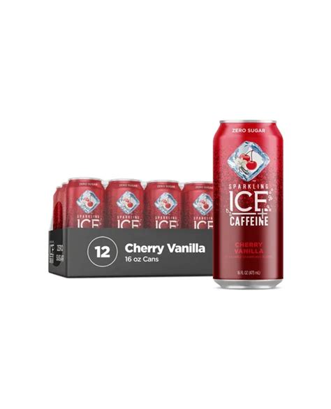 Sparkling Ice Caffeine Sparkling ICE Naturally Flavored Sparkling Water + Caffeine, Cherry ...