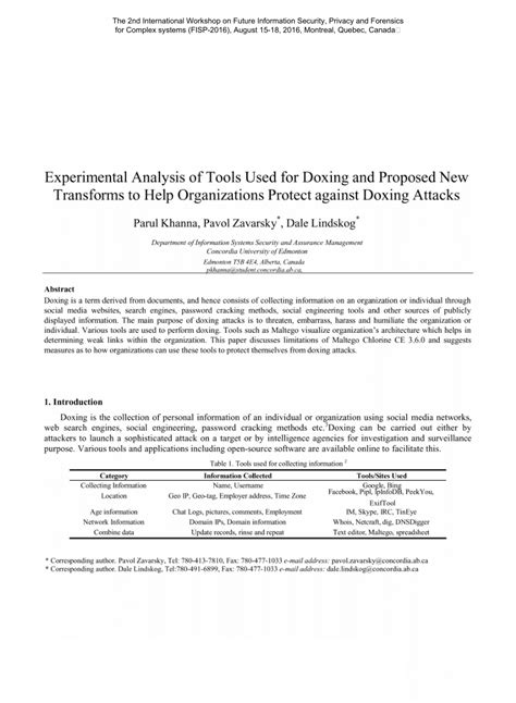 (PDF) Experimental Analysis of Tools Used for Doxing and Proposed New ...