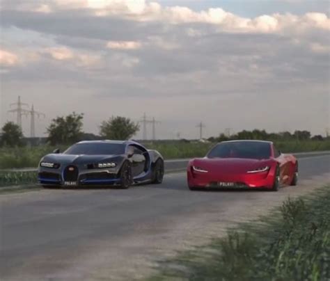 2021 Tesla Roadster vs. Bugatti Chiron Drag Race Looks Almost Real ...