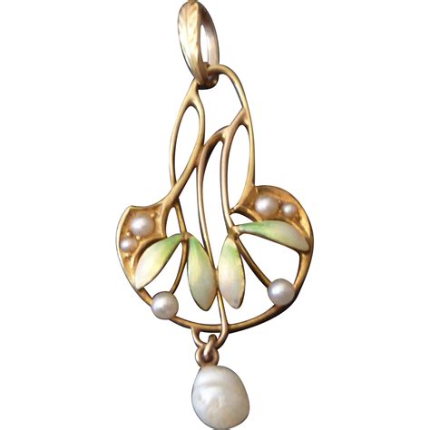 Art Nouveau 14k Gold Krementz & Co Pendant | Art nouveau jewelry ...