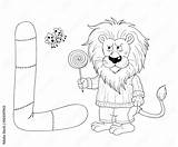 English Alphabet ABC Capital letter L Lion Lollipop Ladybird  sketch template