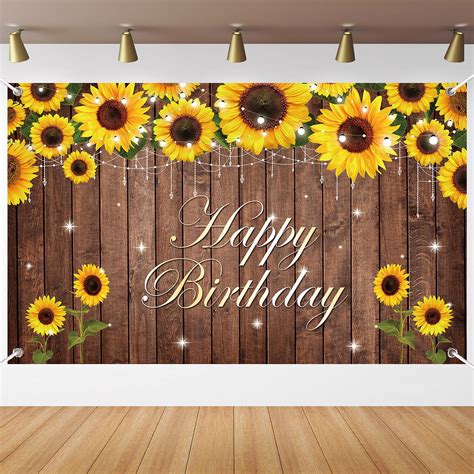 Buy Sunflower Birthday Party Decorations Sunflower Birthday Party Backdrop Rustic Wood Sunflower ...