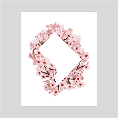 Washington DC map outlineCherry Blossoms, an art print by JaysonG ...