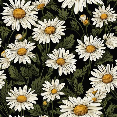 Premium AI Image | Seamless daisy pattern for fabric print