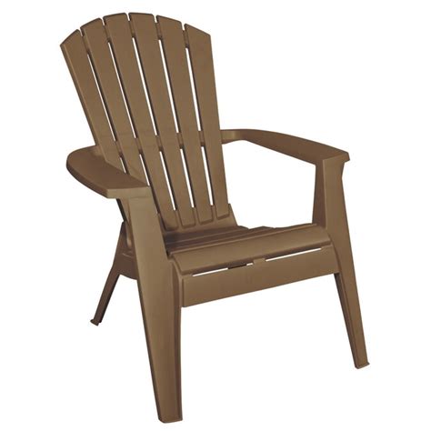 Adams Manufacturing Stackable Earth Brown Plastic Frame Stationary Adirondack Chair(s) with Slat ...