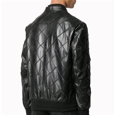 Quilted Men Leather Bomber Jacket