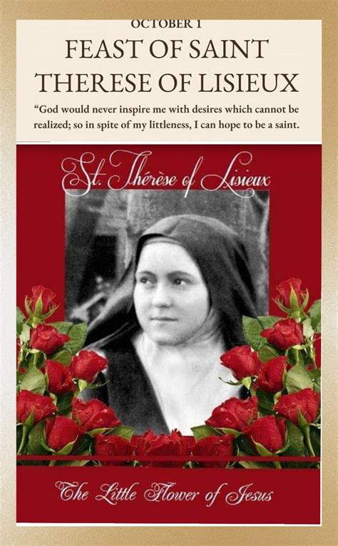 FEAST OF SAINT THÉRÈSE OF LISIEUX, LITTLE FLOWER, OF THE CHILD JESUS ...