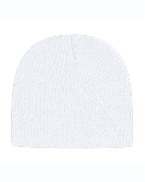 USA-Made 8 1/2" Beanie - WHITE - ONE SIZE | CAP AMERICA USA-Made 8 1/2" Beanie Hat in White ...