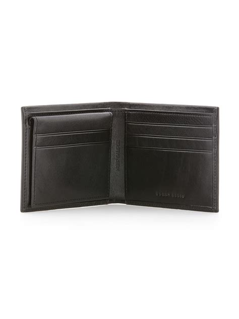 Perry Ellis Genuine Glazed Leather Wallet in Black for Men - Lyst