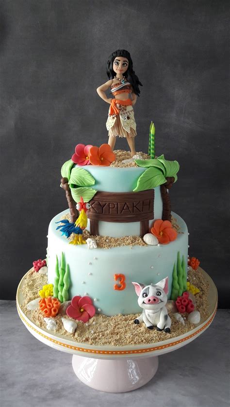 Moana cake with Heihei the rooster and Pua the pig. Pua, Fondant Cake, Moana, Cake Cookies ...