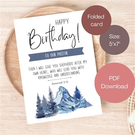 Printable Birthday Card for Pastor, Scripture Birthday Card for Church Pastor, Christian Bible ...