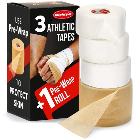 Premium Athletic Tape - 3 Cotton Sport Tape + 1 PreWrap - Mighty-X